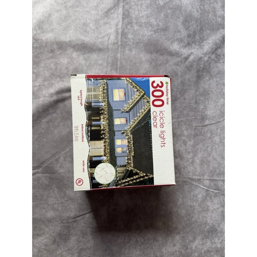 Holiday Time 300 Icicle String Lights 18 ft Clear White Wire Indoor/Outdoor
